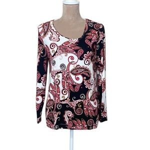 EUC Chico's Raspberry Swirl Women’s Pullover Blouse (TSE)